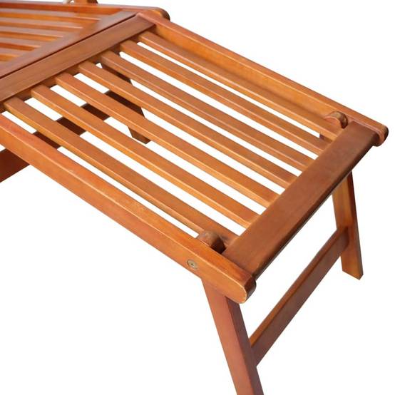 Helloshop26 - Transat chaise longue bain de soleil lit de jardin terrasse meuble d'extérieur avec repose-pied et coussin acacia solide - Imagen 5