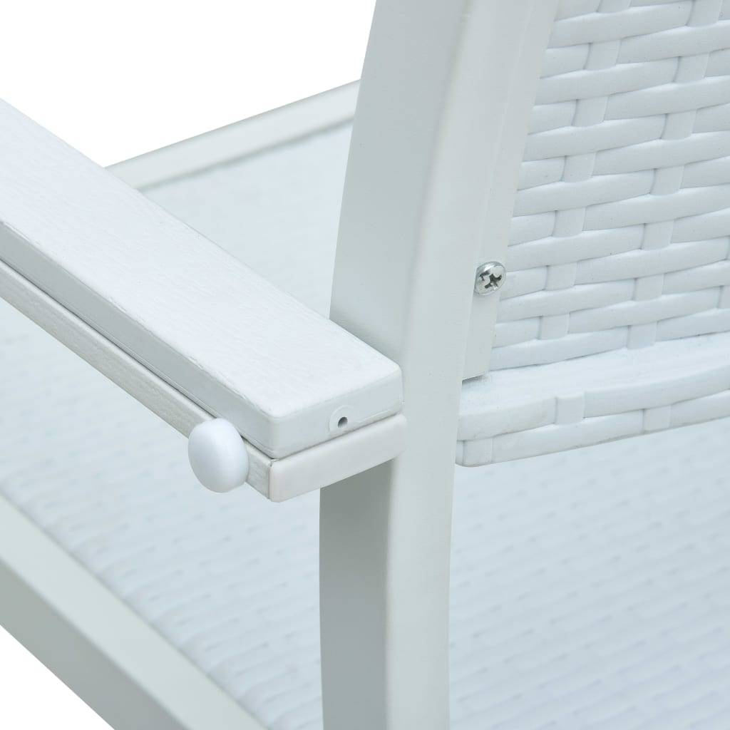Lot de 4 Chaises de jardin - Chaises d'extérieur - Fauteuils de jardin Blanc Plastique Aspect de rotin - Image 8