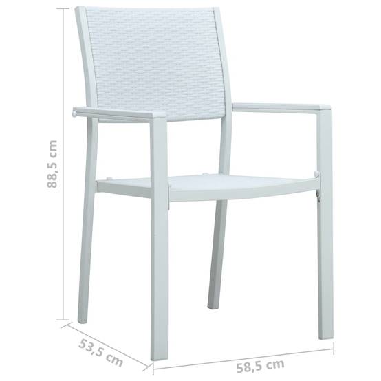 Lot de 4 Chaises de jardin - Chaises d'extérieur - Fauteuils de jardin Blanc Plastique Aspect de rotin - Image 9
