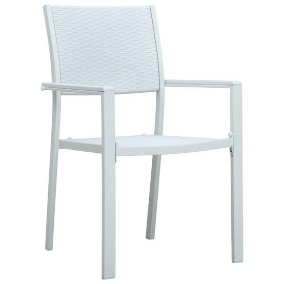 Lot de 4 Chaises de jardin - Chaises d'extérieur - Fauteuils de jardin Blanc Plastique Aspect de rotin - Image 1