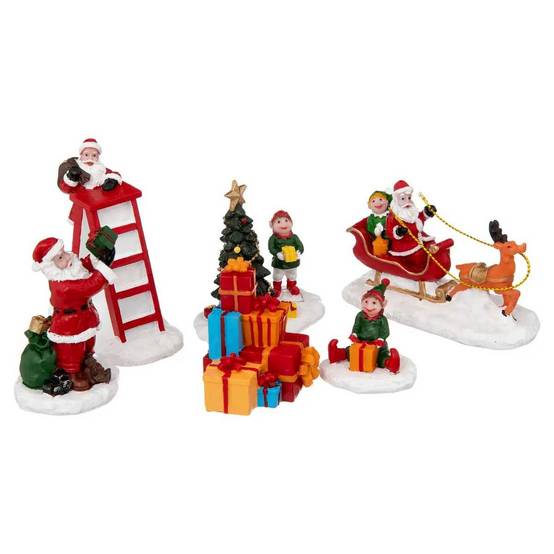 Fééric Lights & Christmas - Lot de 6 Personnages Village de Noël "Laponie" 23cm Multicolore