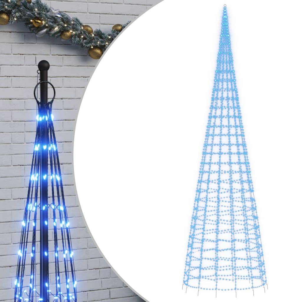 Sapin De Noël - Arbre de Noël lumineux sur mât de drapeau 3000 LED bleu 800 cm