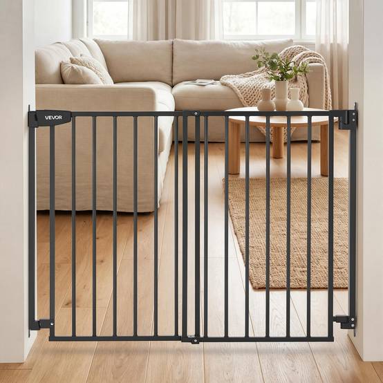 Vevor - VEVOR Barrière de sécurité bébé réglable 72–108,5 cm, hauteur 92 cm, sans barre au sol, fixation par perçage, noir. - Image 8