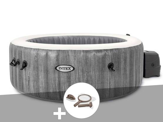 Kit spa gonflable Intex PureSpa Baltik rond Bulles 4 places + Kit d'entretien