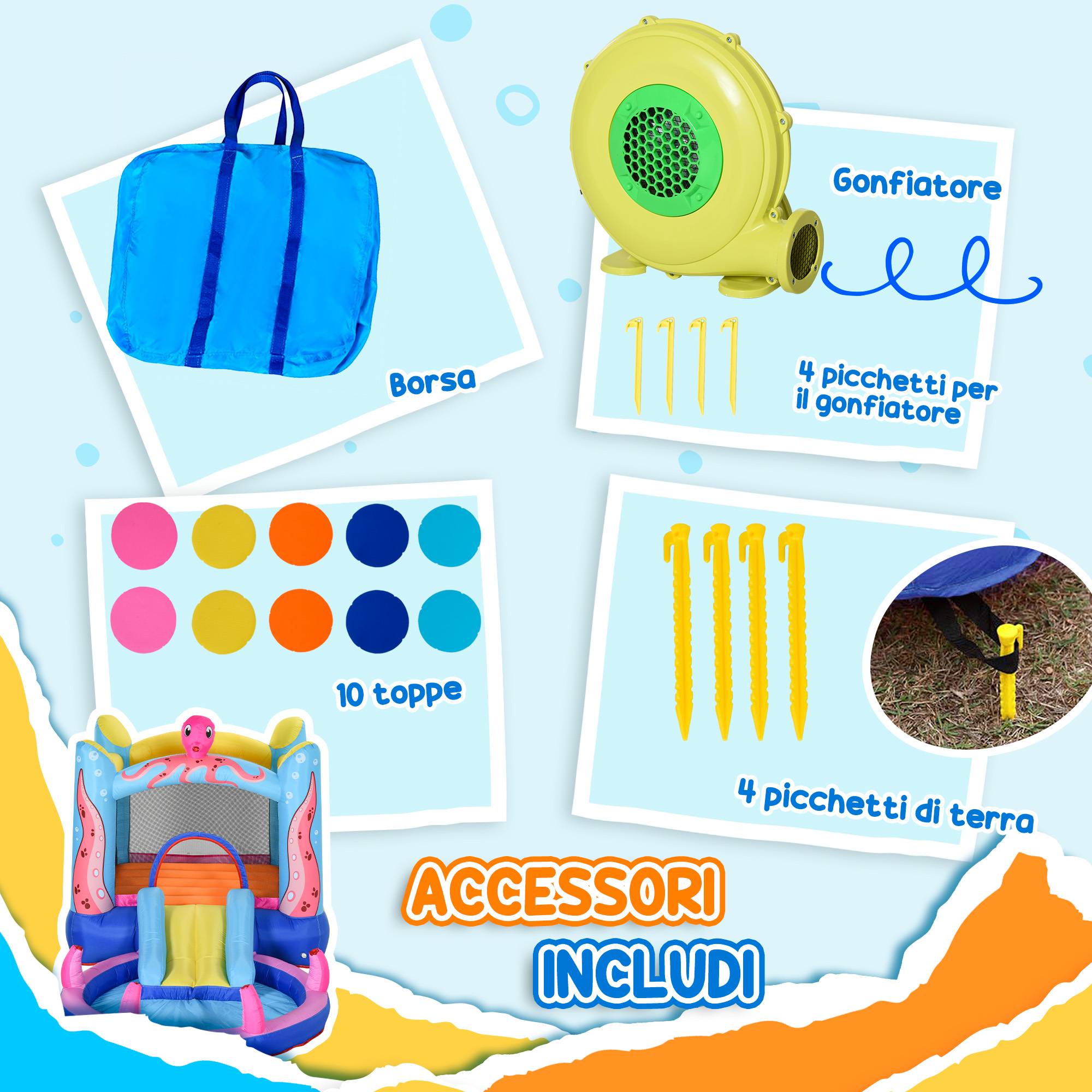 Château gonflable géant pour enfants de 3 à 8 ans avec toboggan, piscine et gonfleur (3,6 x 1,75 x 1,8 m). - Image 9