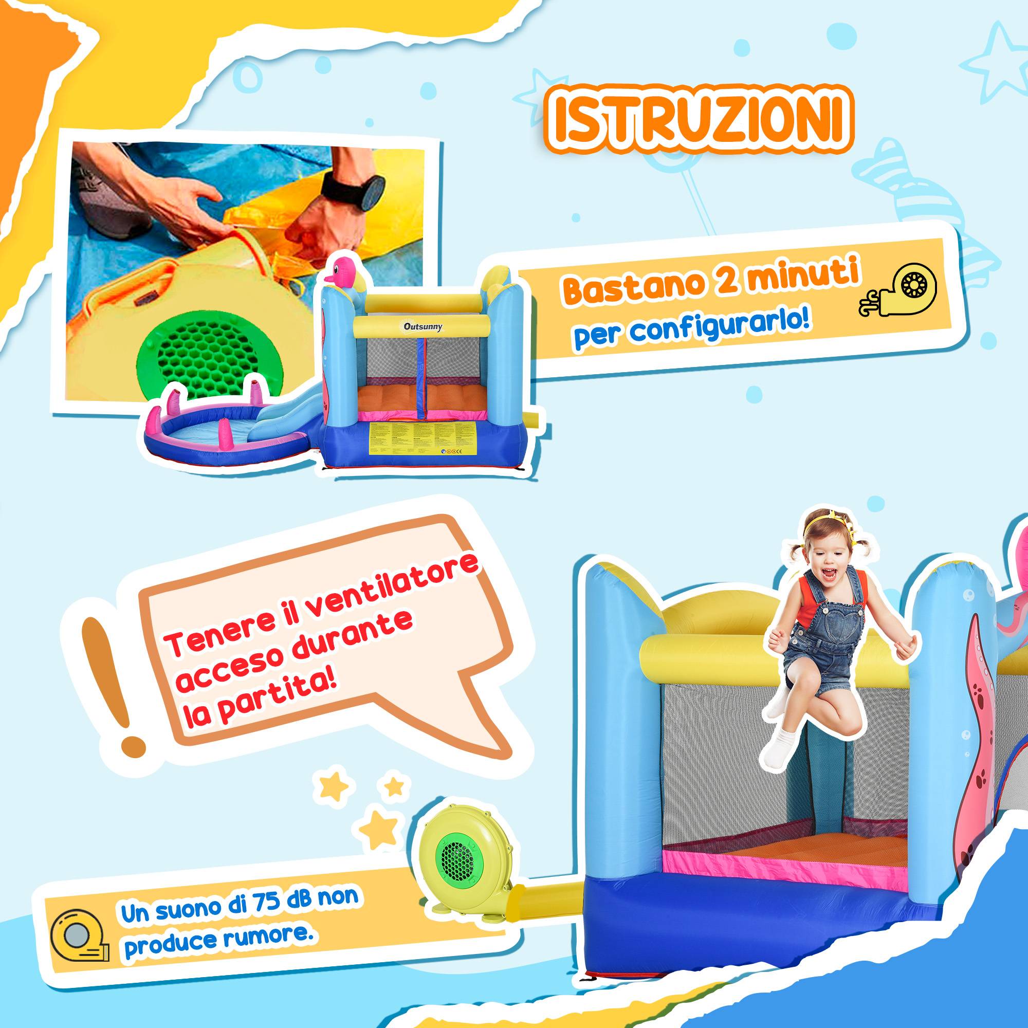 Château gonflable géant pour enfants de 3 à 8 ans avec toboggan, piscine et gonfleur (3,6 x 1,75 x 1,8 m). - Image 8