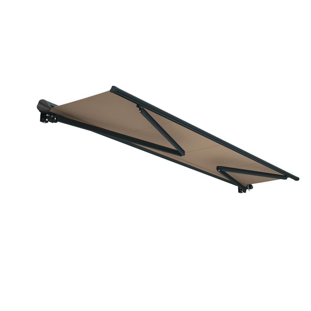 Store banne semi-coffre SARARI 4,00x3,00m (Motorisé à interrupteur + manœuvre de secours - Taupe - Gris anthracite) - Alia Productions - Imagen 2