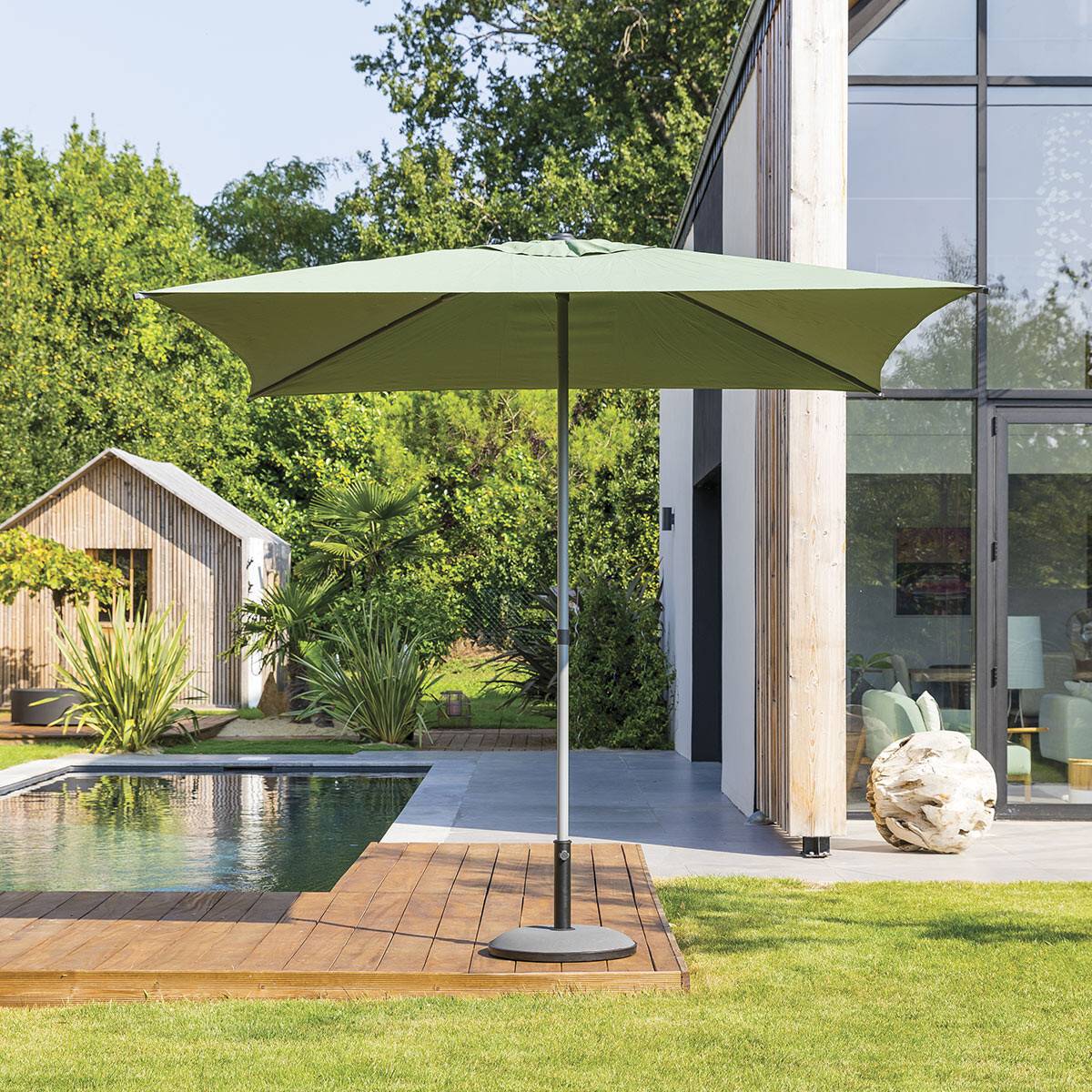 Hesperide - Parasol droit carré "Soya" vert olive D2,5x2,5m en acier Hespéride - Image 1