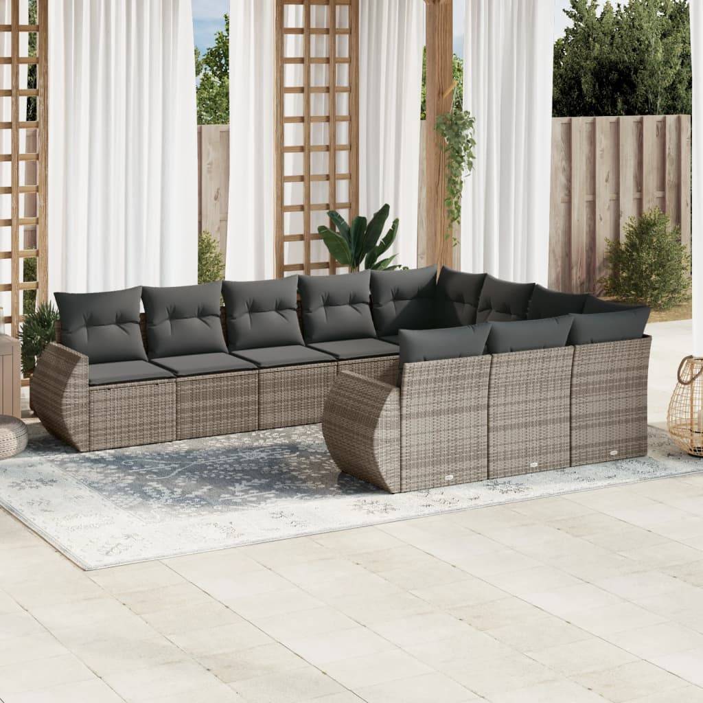 Salon de jardin bas 10 places en résine tressée confortable modulable Gris Anthracite – ComfortXL Outdoor Living - Image 1