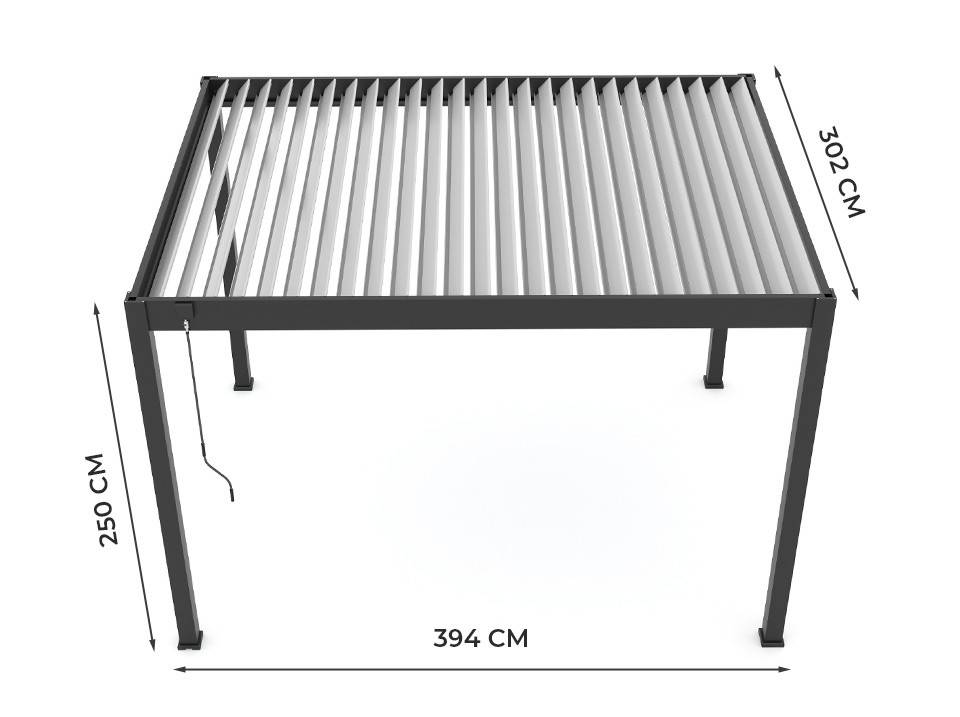 Pergola Bioclimatique Aluminium Autoportée 12m² - 3x4m Deux Stores - Anthracite - 25 Lames Inclinables 120 degrés - ECLIPSE - Imagen 4