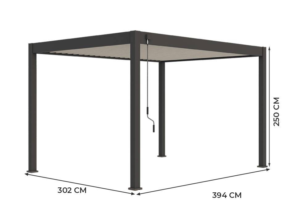 Pergola Bioclimatique Aluminium Autoportée 12m² - 3x4m Deux Stores - Anthracite - 25 Lames Inclinables 120 degrés - ECLIPSE - Imagen 3