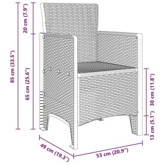 Chaise de jardin polypropylènes blanc 53 x 49 x 85 cm, Poids :24.6kg - PANGIVO - Image 8