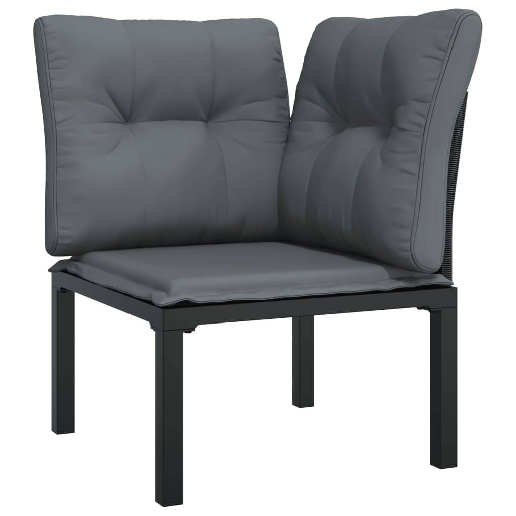 Helloshop26 - Salon de jardin meuble d'extérieur ensemble de mobilier 4 pièces noir et gris résine tressée - Imagen 2
