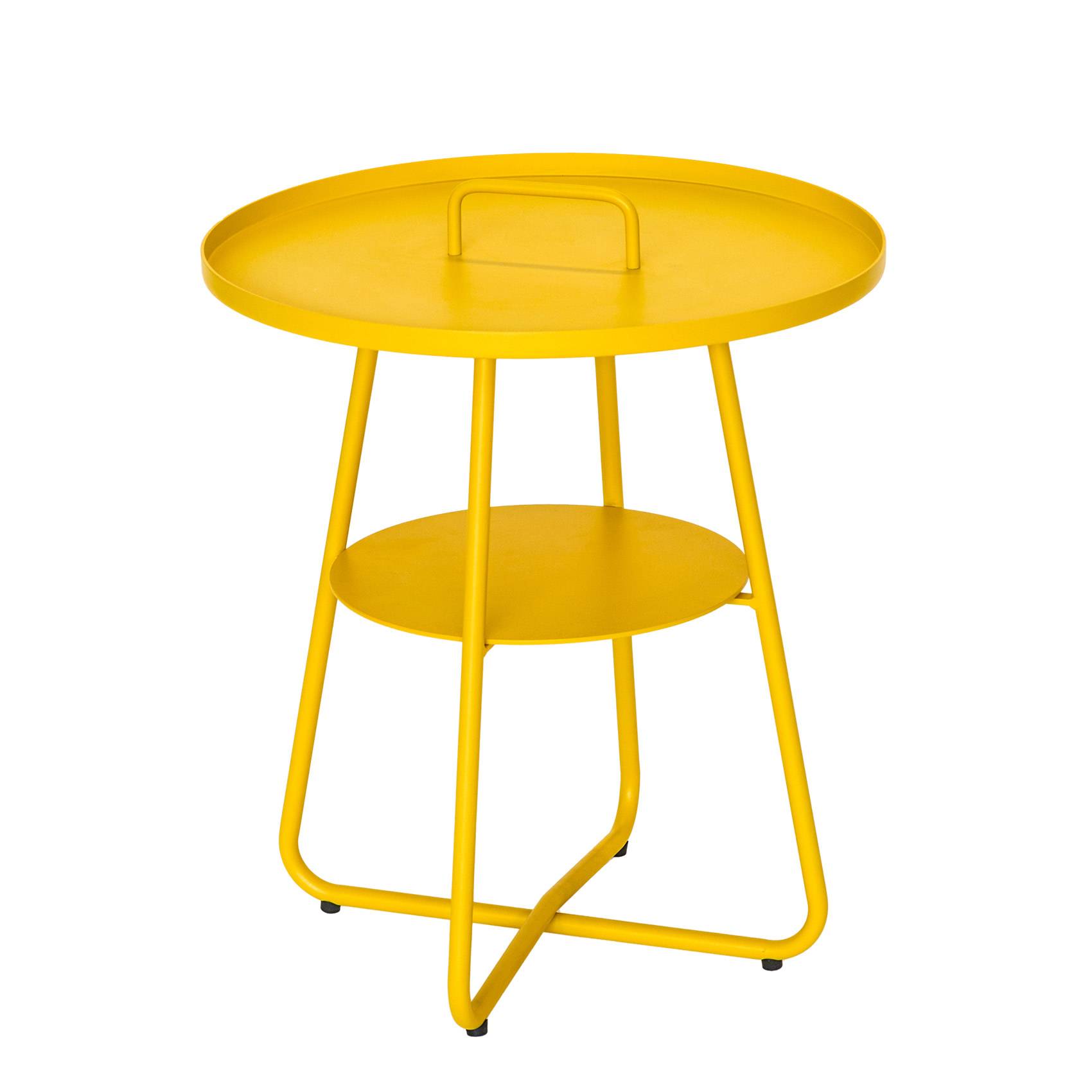 Table basse ronde  - Effet indus - JARDILINE - Aluminium - Jaune - Imagen 2
