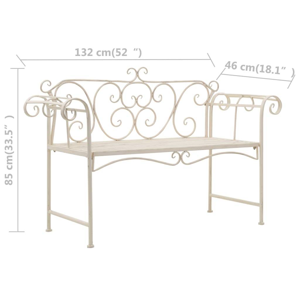 Vidaxl - Banc de jardin 132 cm Métal Antique Blanc vidaXL 45430 - Image 3