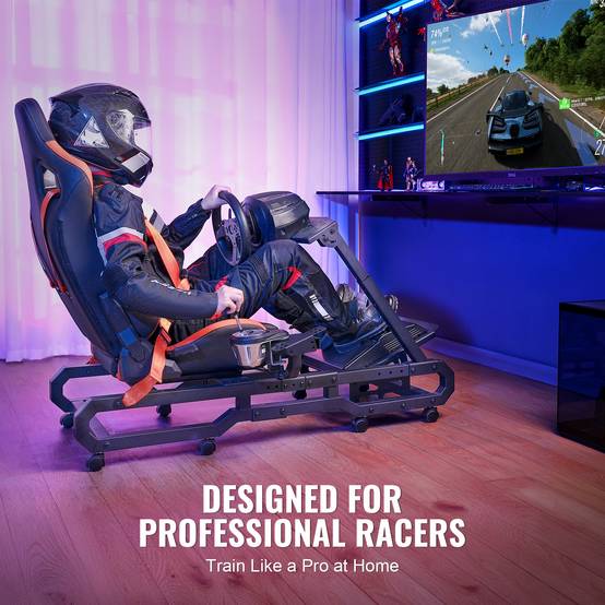 VEVOR Support volant de course avec roues, cockpit acier robuste charge 150kg, réglable, pour Logitech G/Thrustmaster. - Image 6