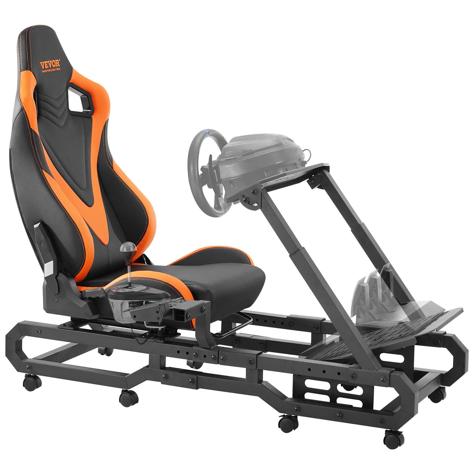 VEVOR Support volant de course avec roues, cockpit acier robuste charge 150kg, réglable, pour Logitech G/Thrustmaster. - Image 1