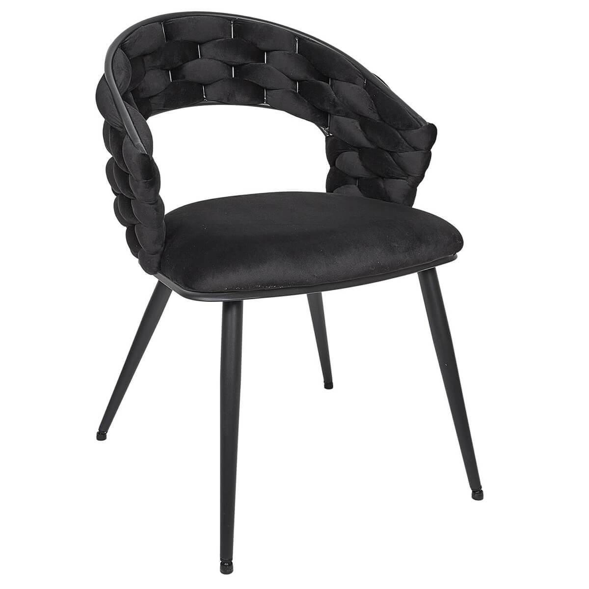 ALTOBUY - Lot de 4 Chaises en Velours Noir Pieds Métal Noir - OSCAR - Image 2