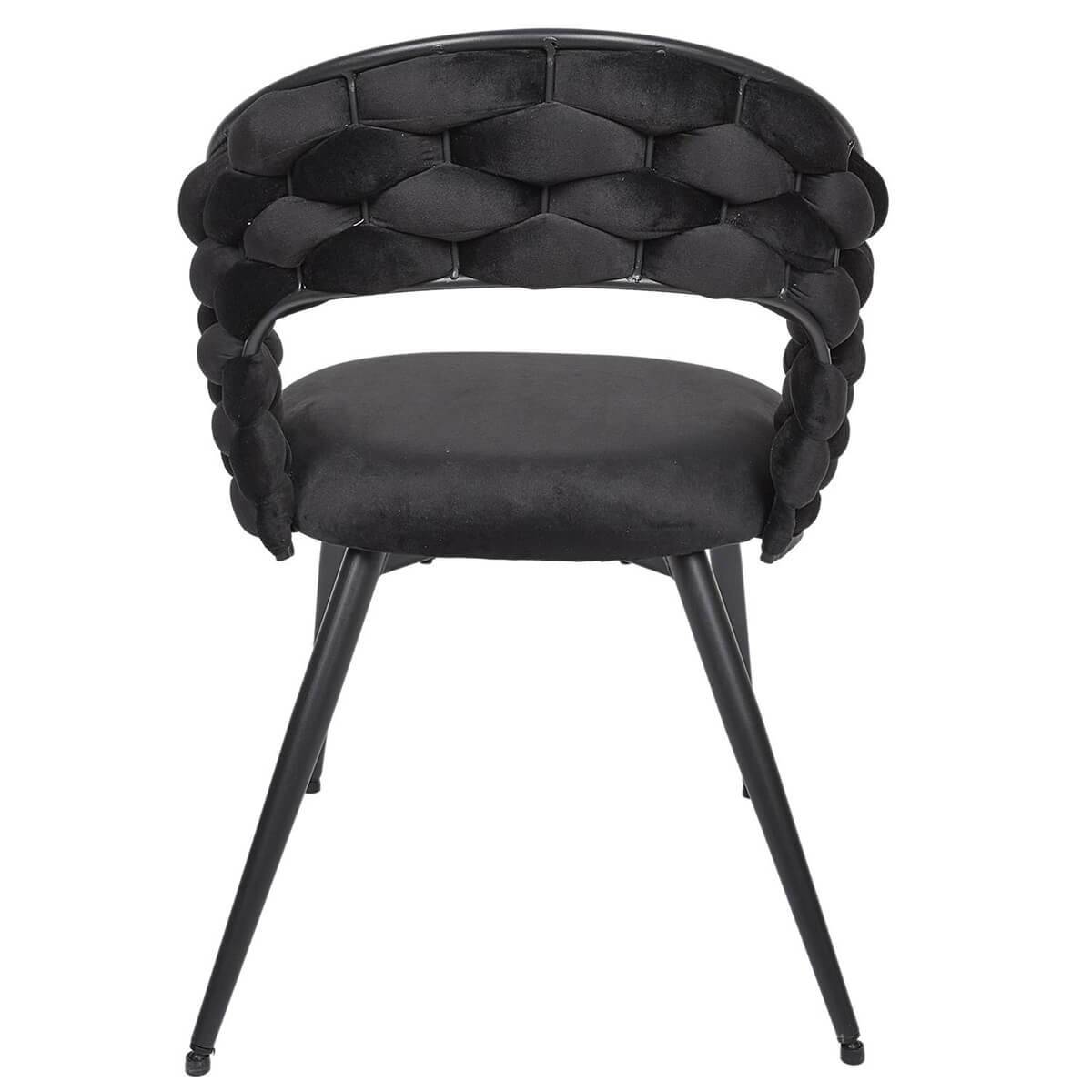 ALTOBUY - Lot de 4 Chaises en Velours Noir Pieds Métal Noir - OSCAR - Image 5