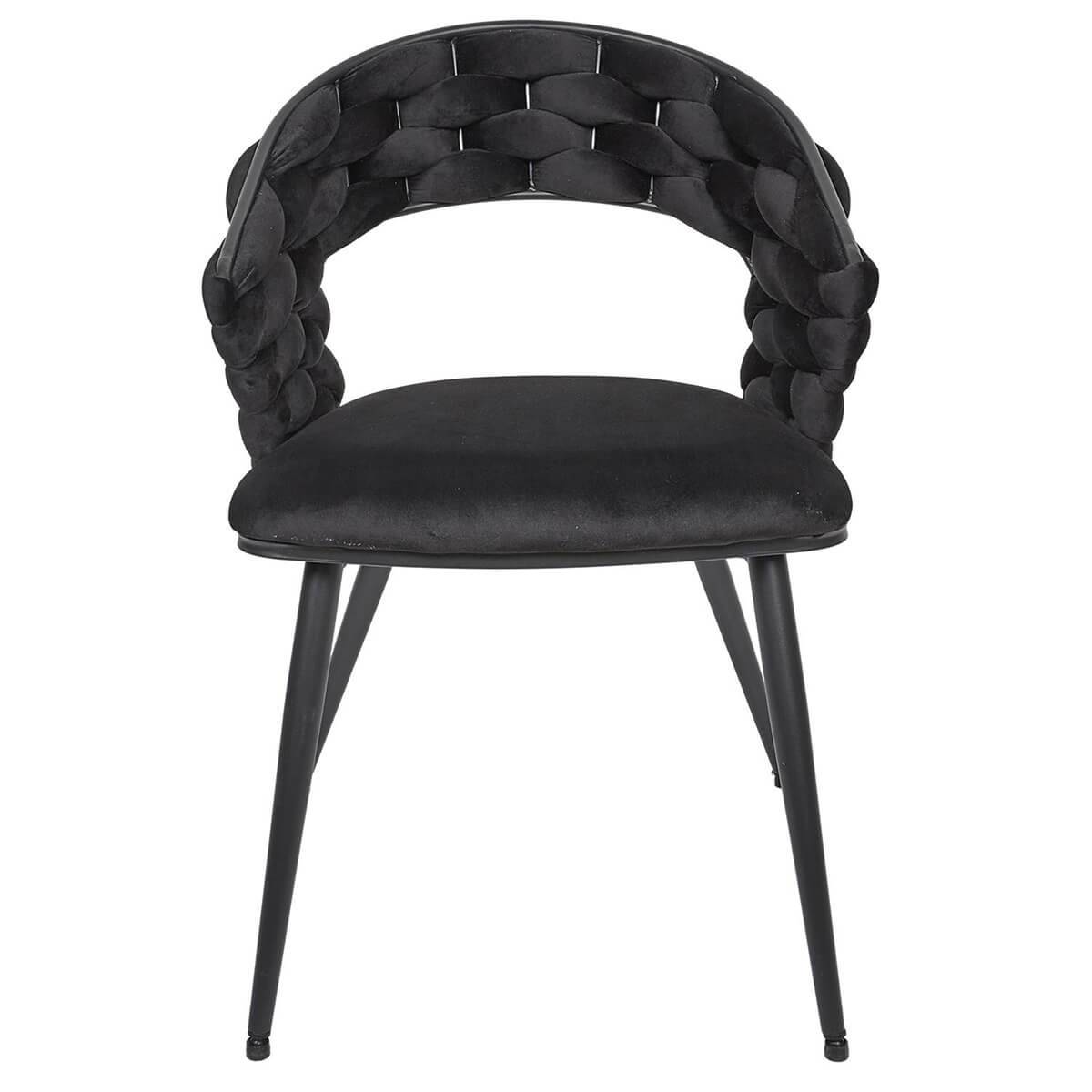 ALTOBUY - Lot de 4 Chaises en Velours Noir Pieds Métal Noir - OSCAR - Image 3