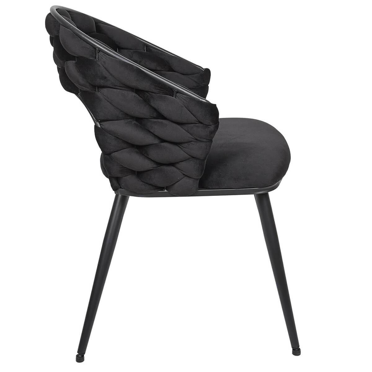 ALTOBUY - Lot de 4 Chaises en Velours Noir Pieds Métal Noir - OSCAR - Image 4