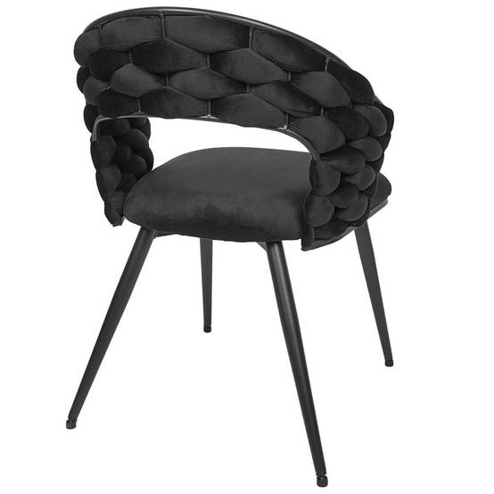 ALTOBUY - Lot de 4 Chaises en Velours Noir Pieds Métal Noir - OSCAR - Image 6