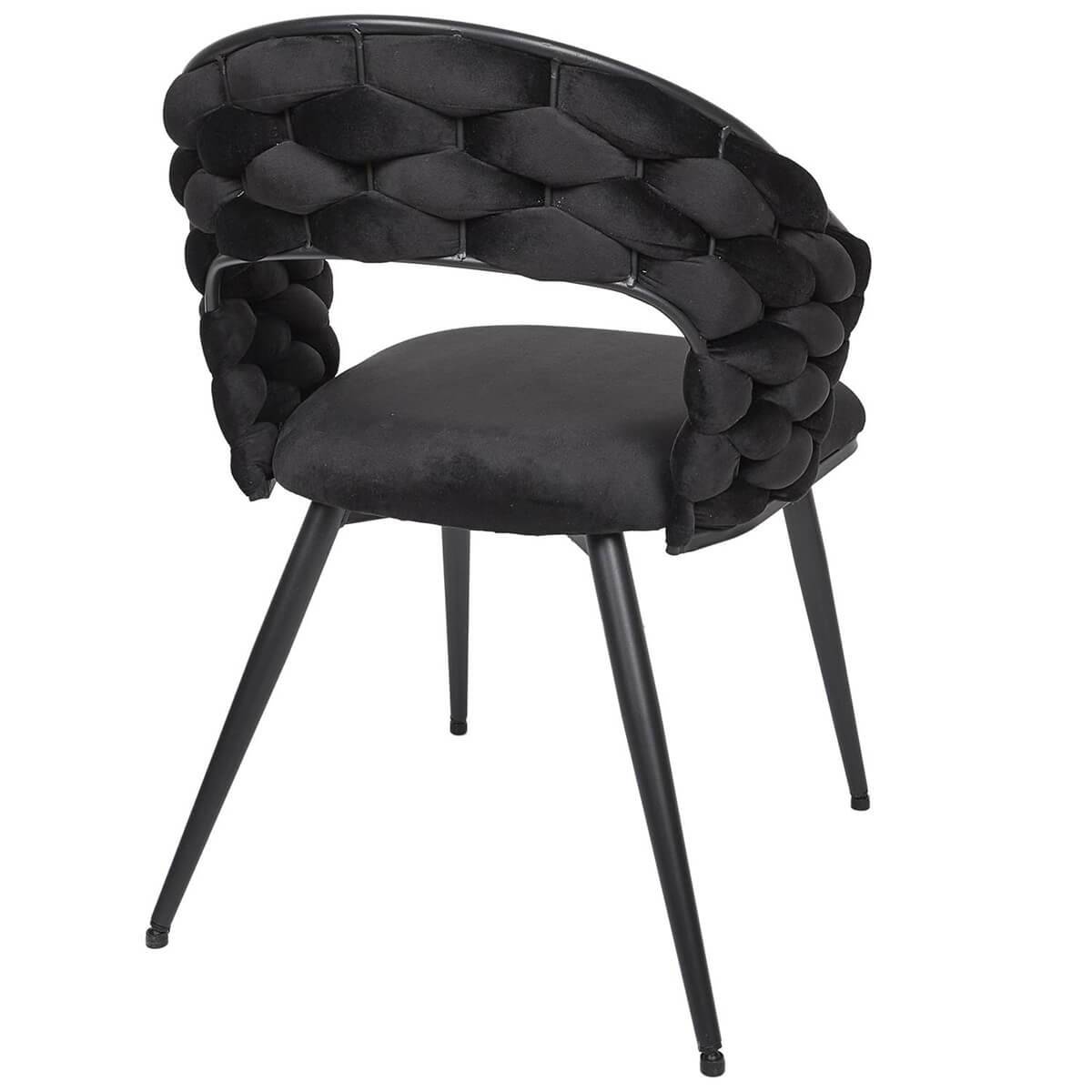 ALTOBUY - Lot de 4 Chaises en Velours Noir Pieds Métal Noir - OSCAR - Image 6