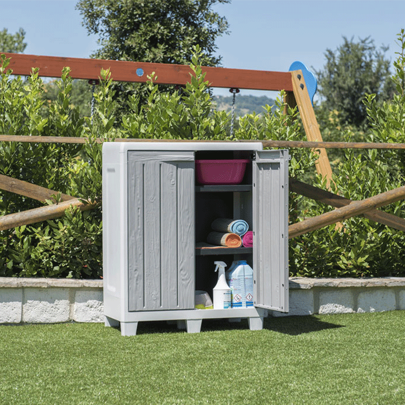 Armoire de jardin basse FLORIDA XL - Gris - Image 3