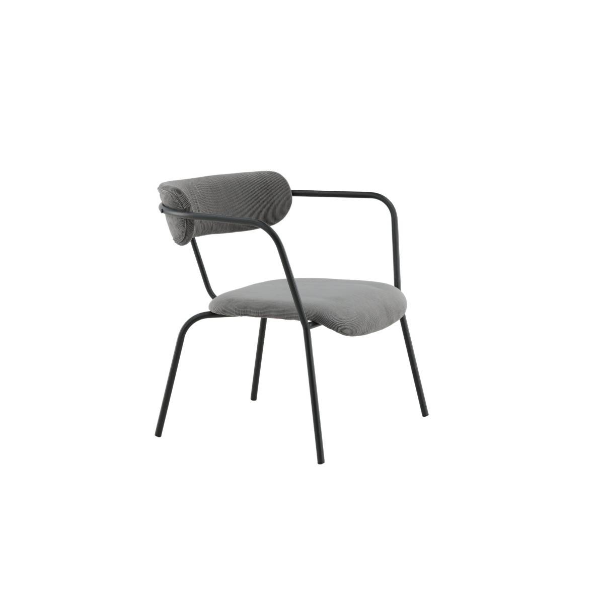 Paris Prix - Fauteuil Design Velours Côtelé "Duffy" 69cm Gris - Image 3