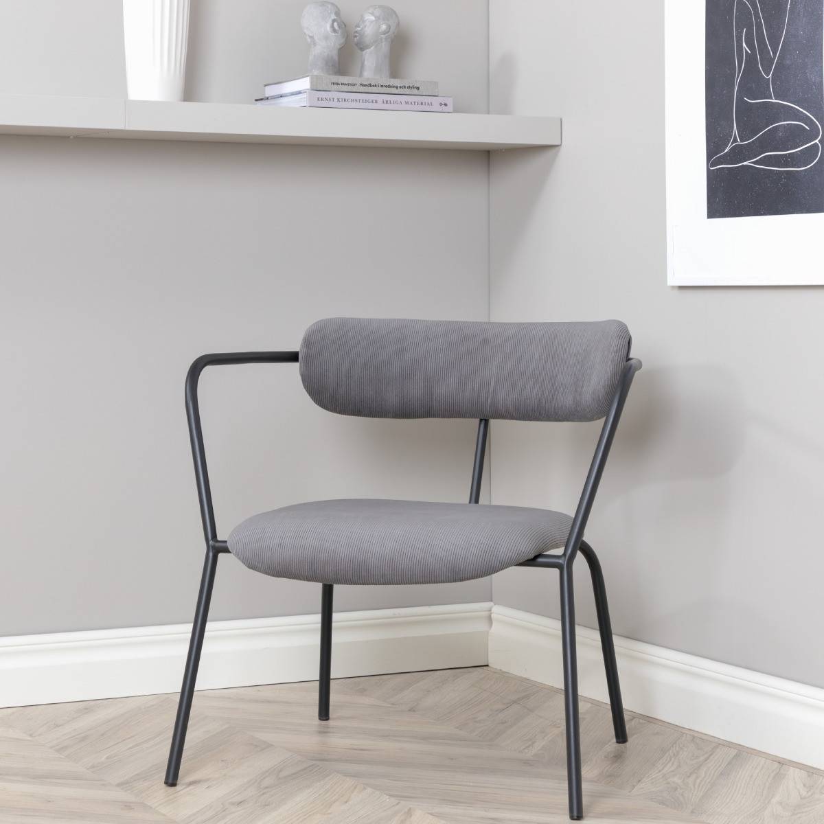 Paris Prix - Fauteuil Design Velours Côtelé "Duffy" 69cm Gris - Image 10