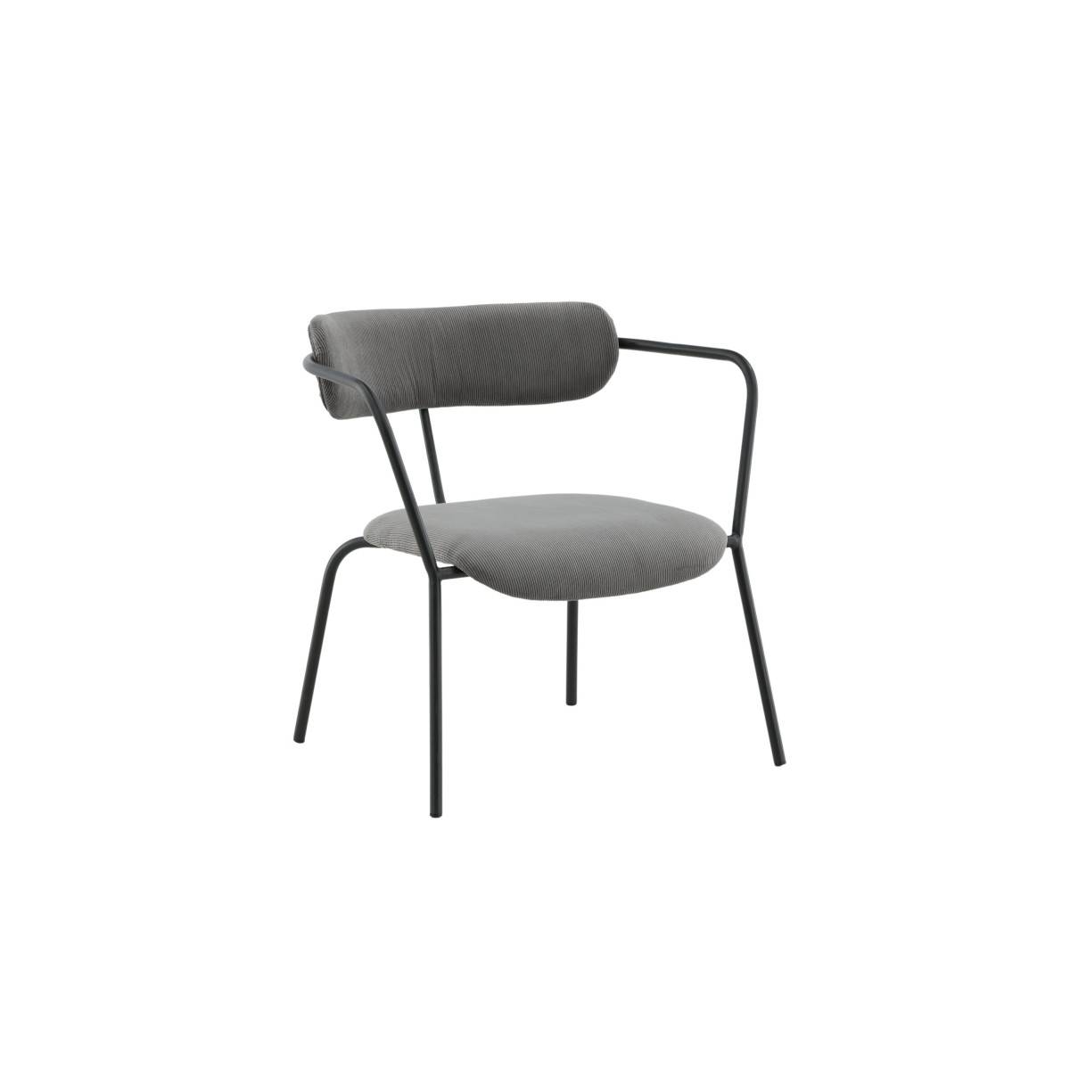 Paris Prix - Fauteuil Design Velours Côtelé "Duffy" 69cm Gris - Image 4