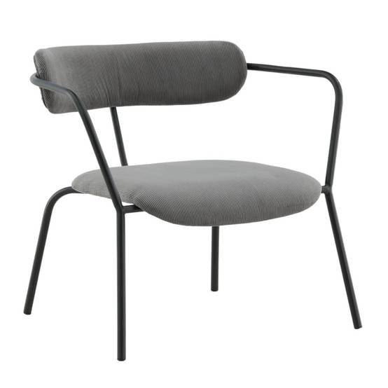 Paris Prix - Fauteuil Design Velours Côtelé "Duffy" 69cm Gris - Image 1