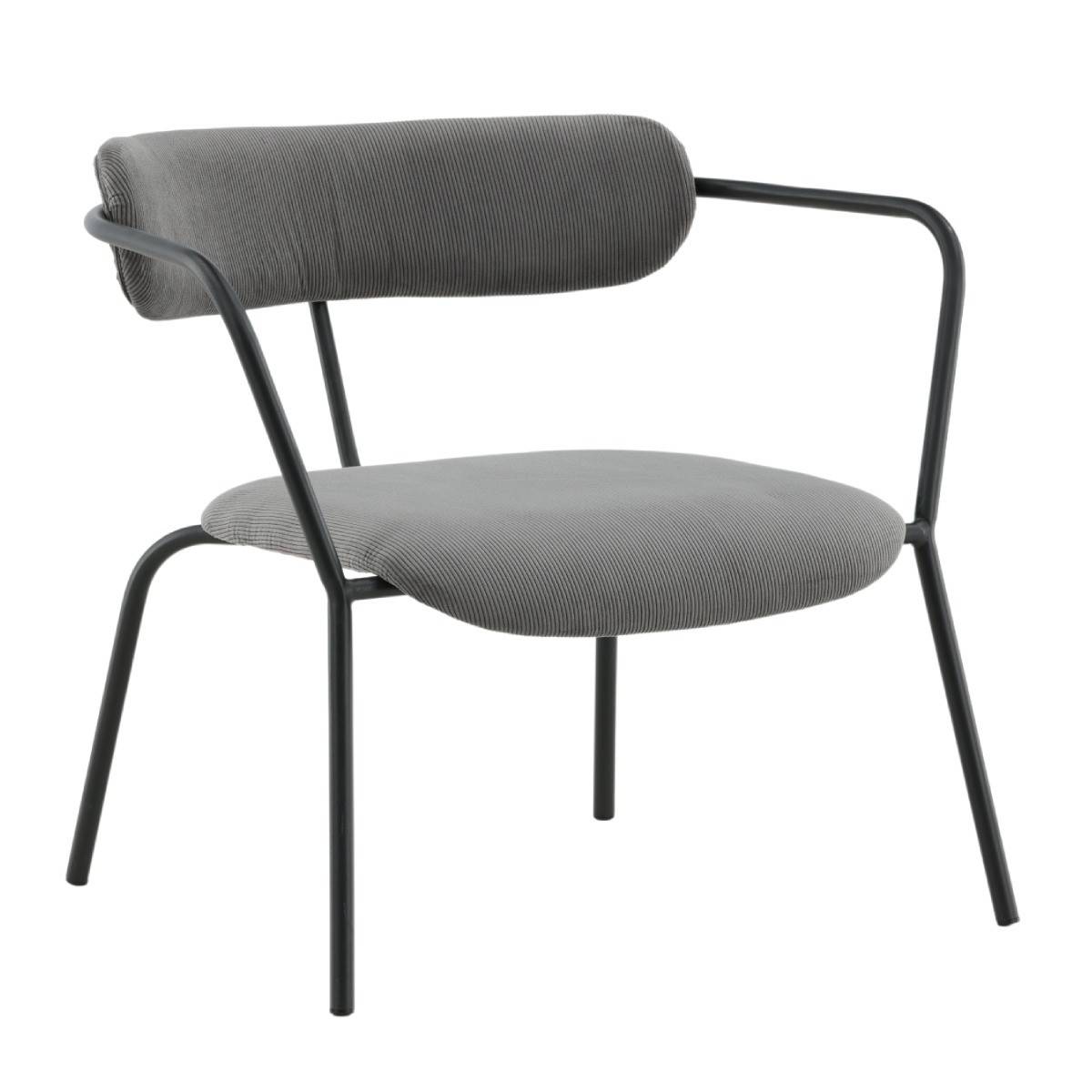 Paris Prix - Fauteuil Design Velours Côtelé "Duffy" 69cm Gris - Image 1
