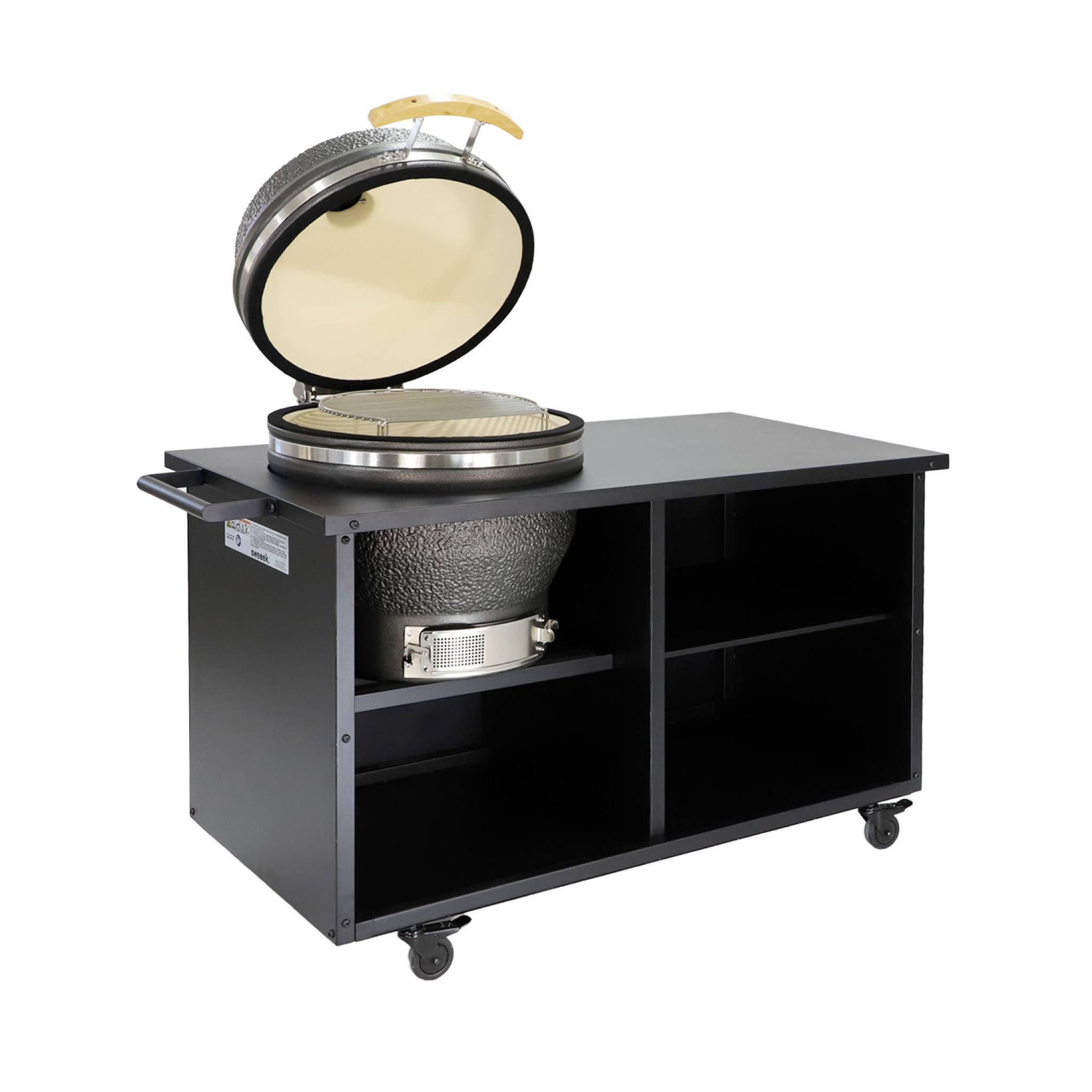 Barbecue kamado charbon de bois. fumoir. acier et céramique Ø54.5cm avec desserte - Yaku | sweeek - Image 2