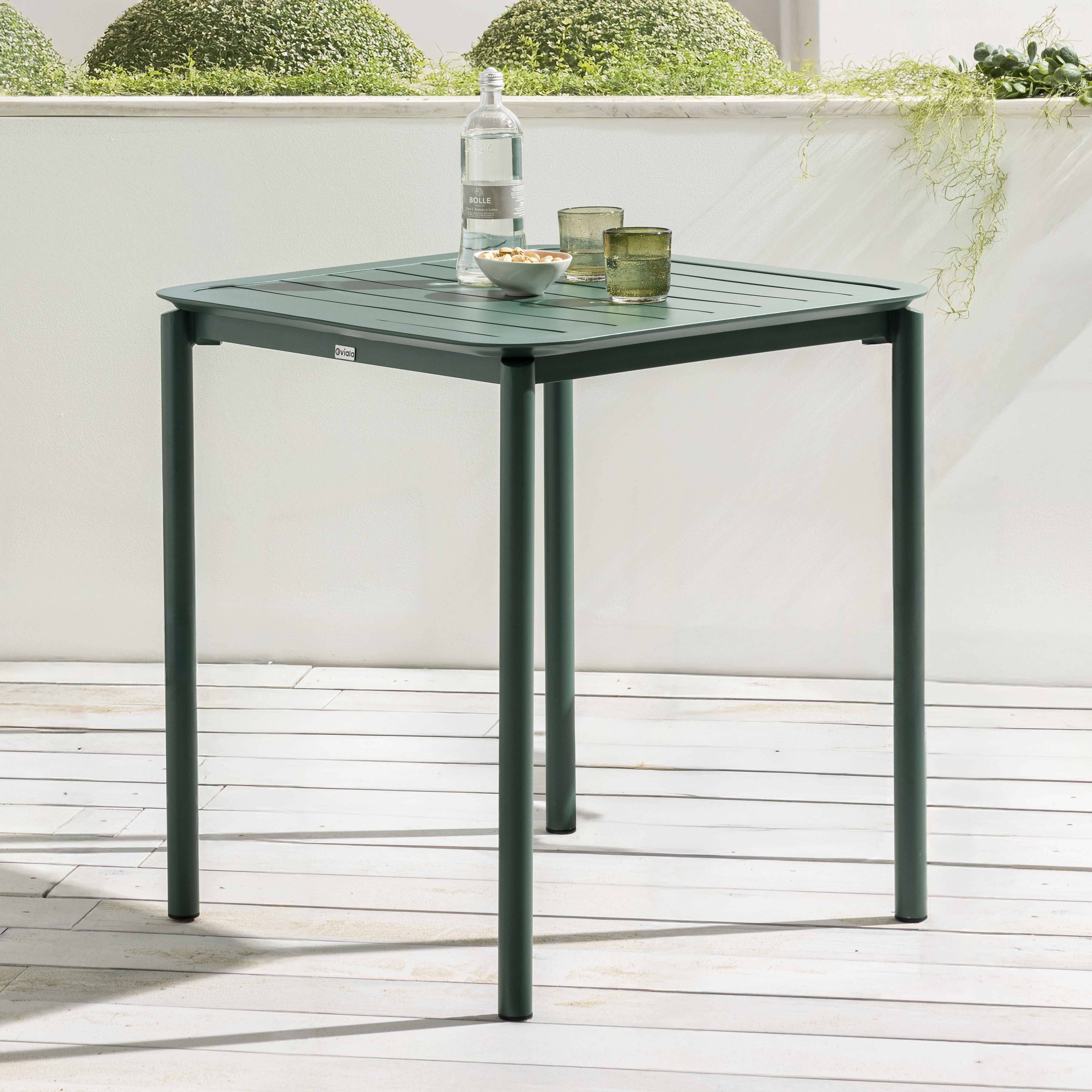 Oviala - Table carrée de terrasse (70x70cm) vert foncé Almada - Oviala - Image 2