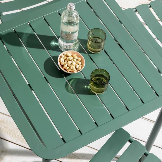 Oviala - Table carrée de terrasse (70x70cm) vert foncé Almada - Oviala - Image 4