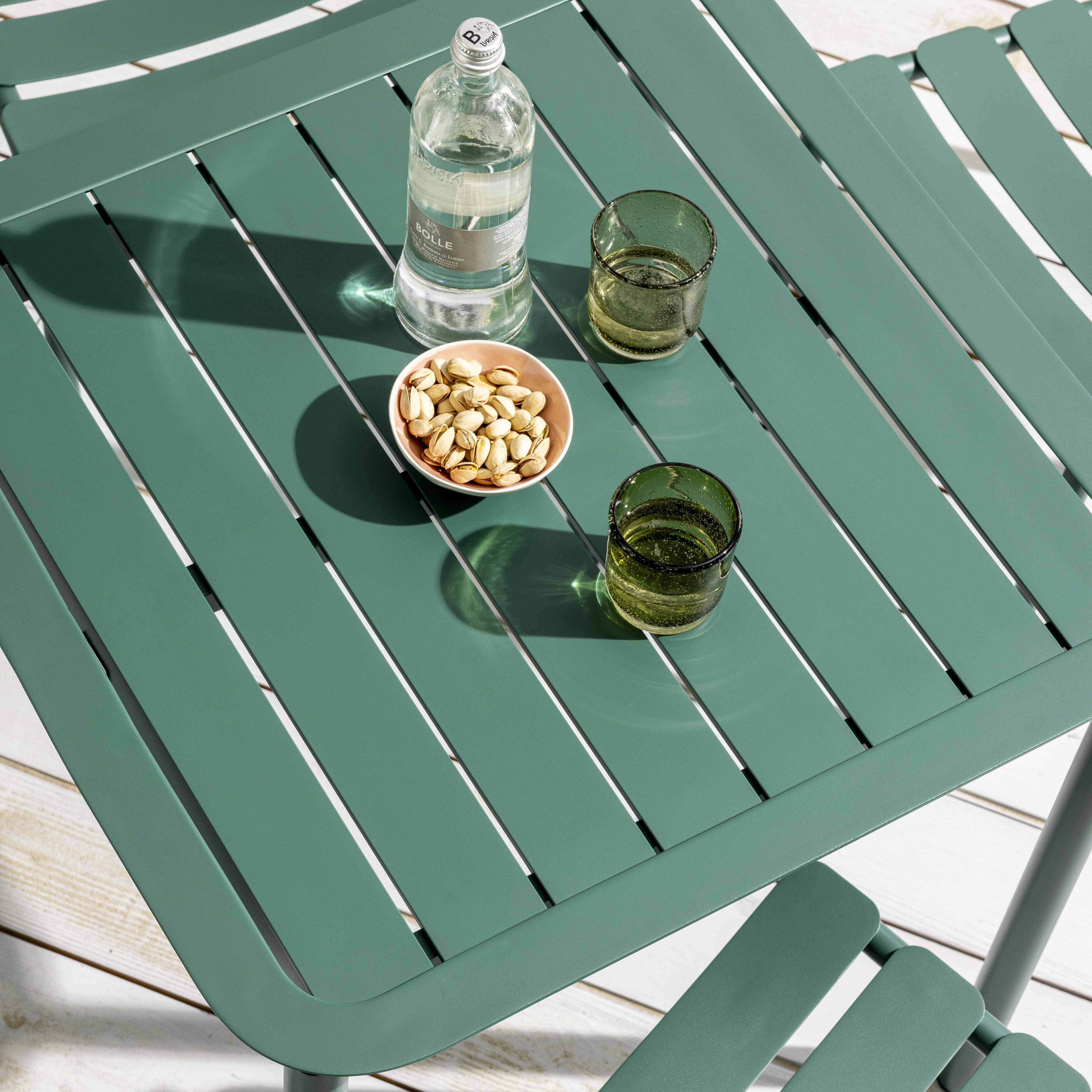 Oviala - Table carrée de terrasse (70x70cm) vert foncé Almada - Oviala - Image 4