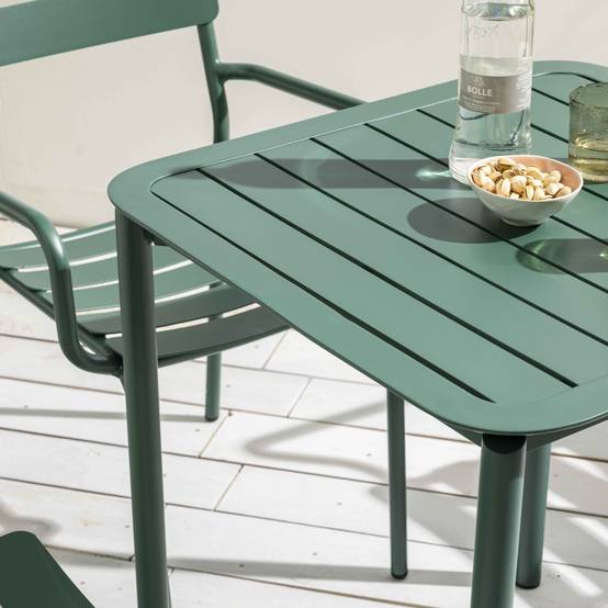 Oviala - Table carrée de terrasse (70x70cm) vert foncé Almada - Oviala - Image 3