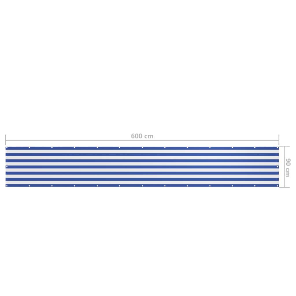 Helloshop26 - Écran de balcon brise pare vue protection confidentialité 90 x 600 cm tissu oxford blanc et bleu - Imagen 5