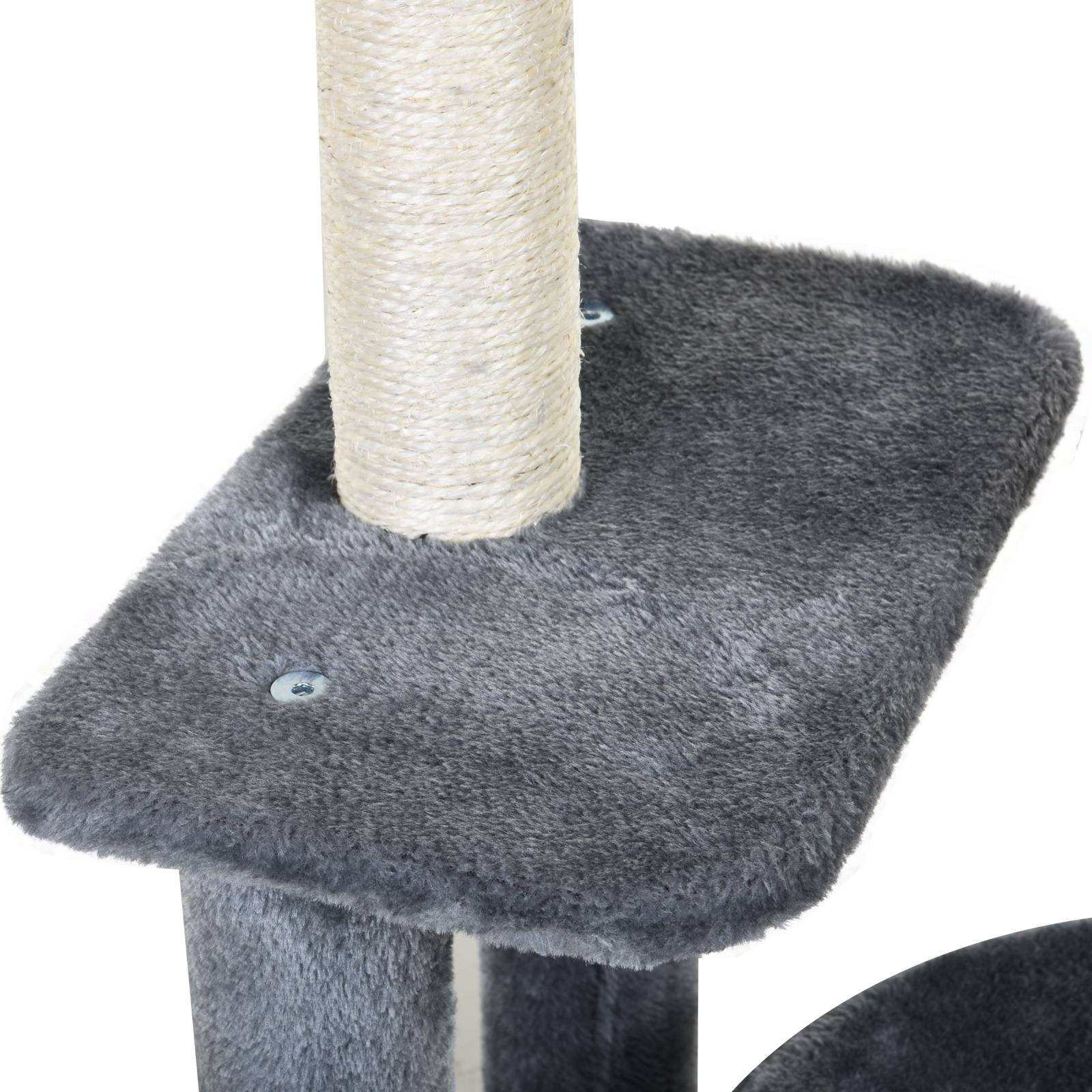 Pawhut - Arbre à chats avec griffoirs grattoirs sisal naturel centre d'activités niche plateformes 2 jouets suspendus gris - Imagen 9