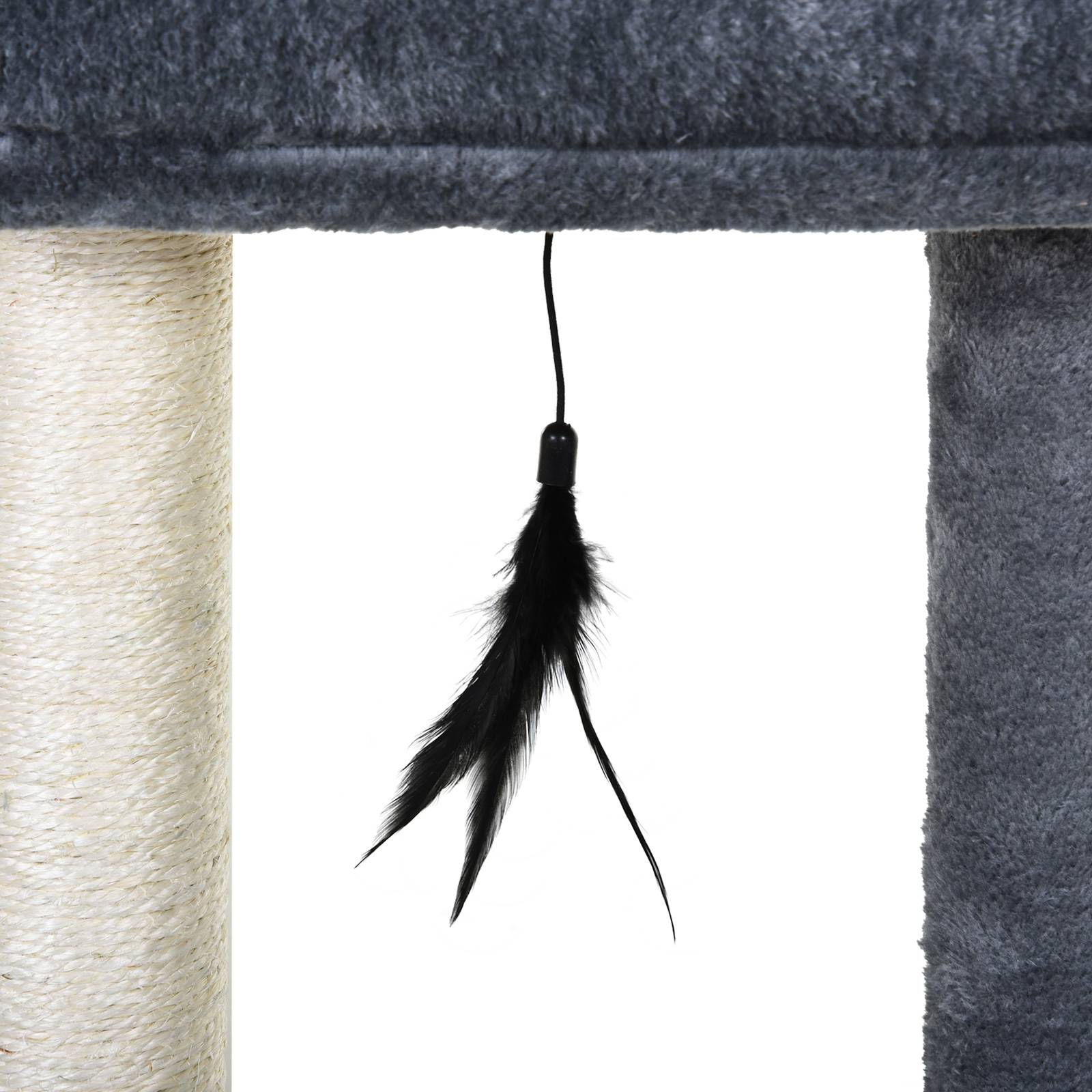 Pawhut - Arbre à chats avec griffoirs grattoirs sisal naturel centre d'activités niche plateformes 2 jouets suspendus gris - Imagen 7