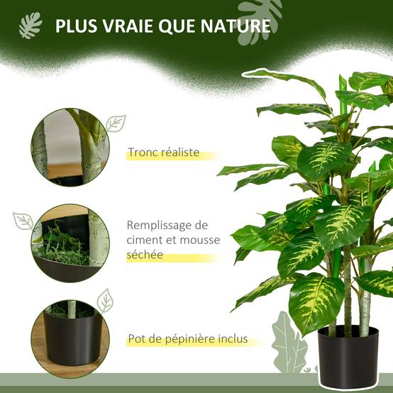 Plante artificielle calathea hauteur 95 cm pot ciment - intérieur - Image 7