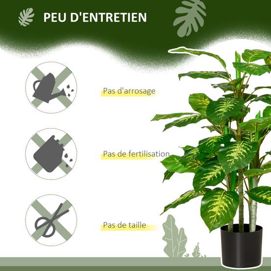 Plante artificielle calathea hauteur 95 cm pot ciment - intérieur - Image 8
