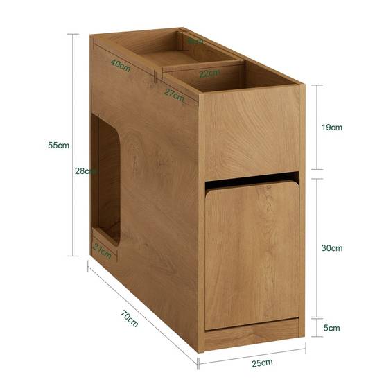 SoBuy Table de Chevet Étroite à Plateau Amovible avec Tiroir de Rangement Gain de Place Naturel - Image 3