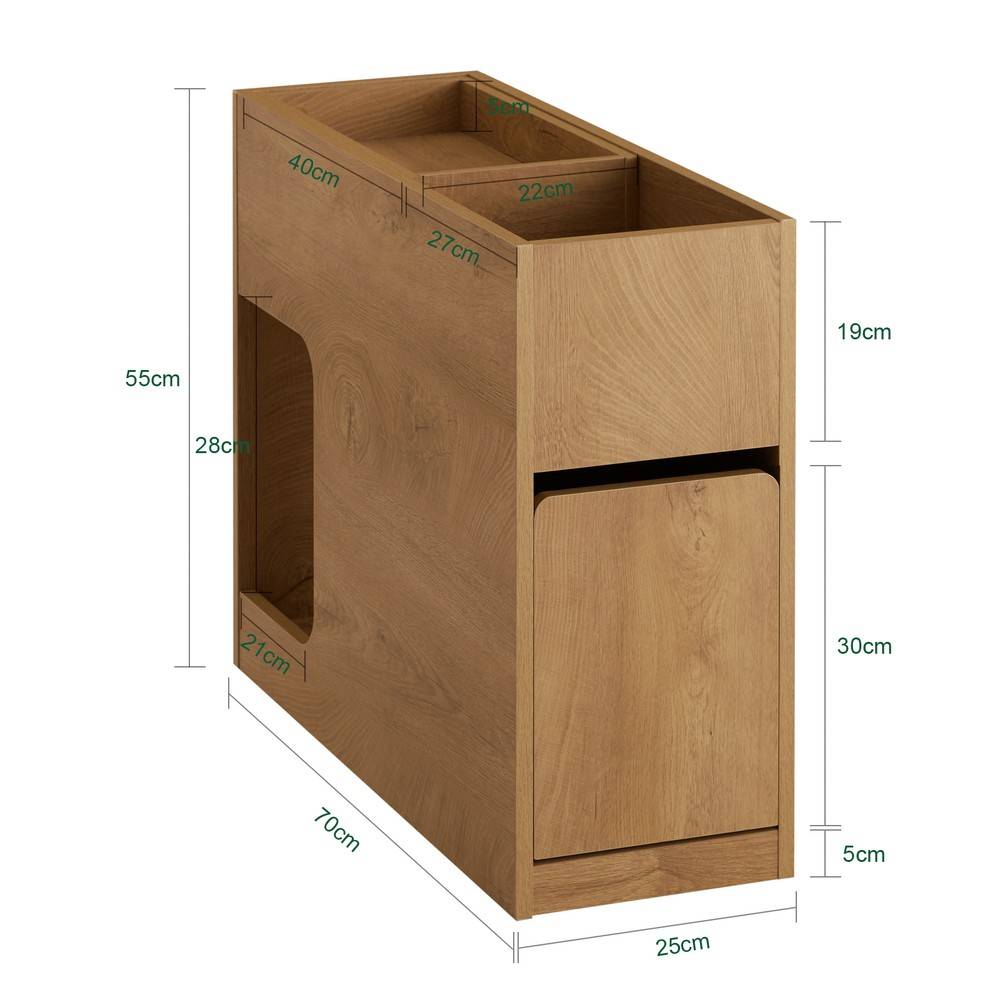 SoBuy Table de Chevet Étroite à Plateau Amovible avec Tiroir de Rangement Gain de Place Naturel - Image 3