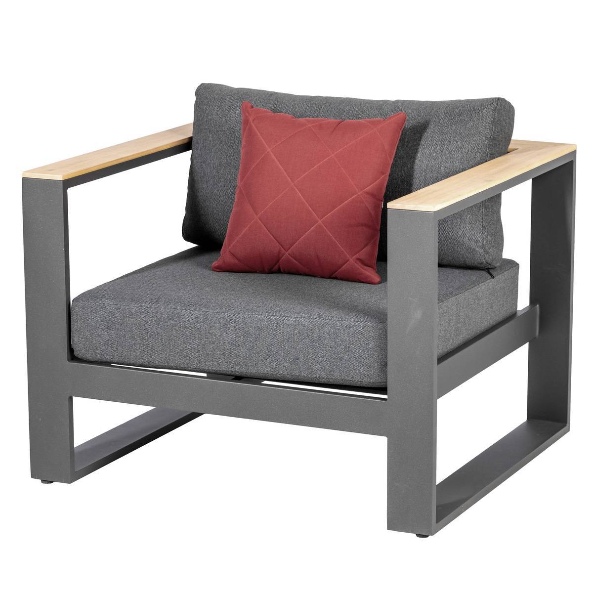 Hesperide - Fauteuil de salon de jardin "Emperia" en aluminium traité époxy et acacia Hespéride - Imagen 2