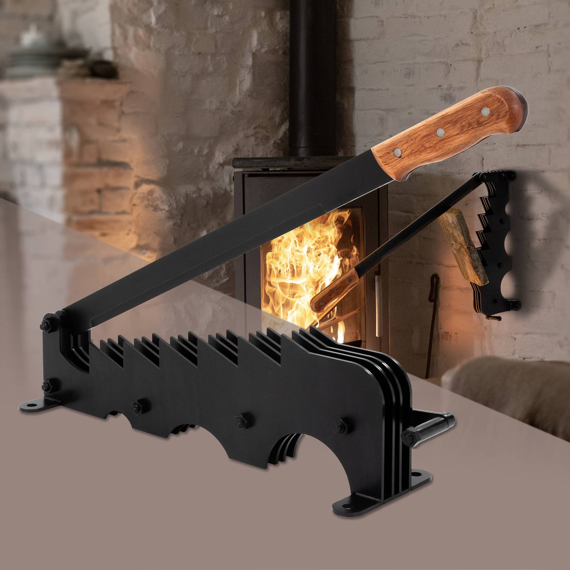Ecd-Germany - Couteau à copeaux fendeur de bûches fendeuse à main bois noir avec poignée - Imagen 2
