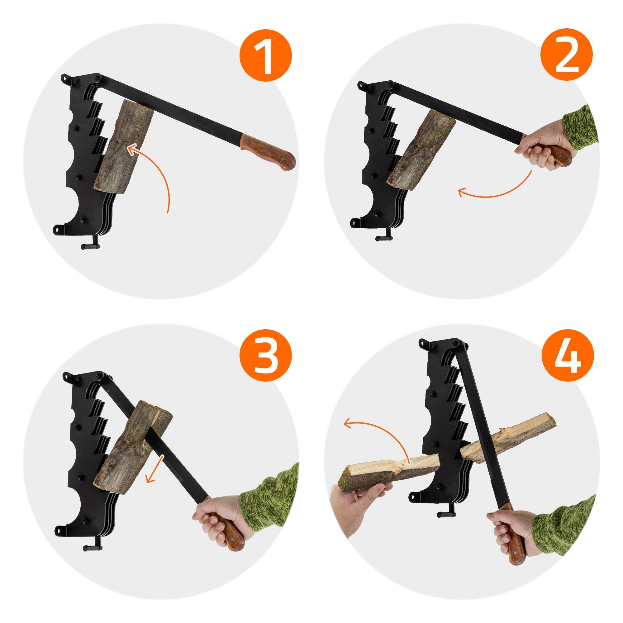 Ecd-Germany - Couteau à copeaux fendeur de bûches fendeuse à main bois noir avec poignée - Imagen 7
