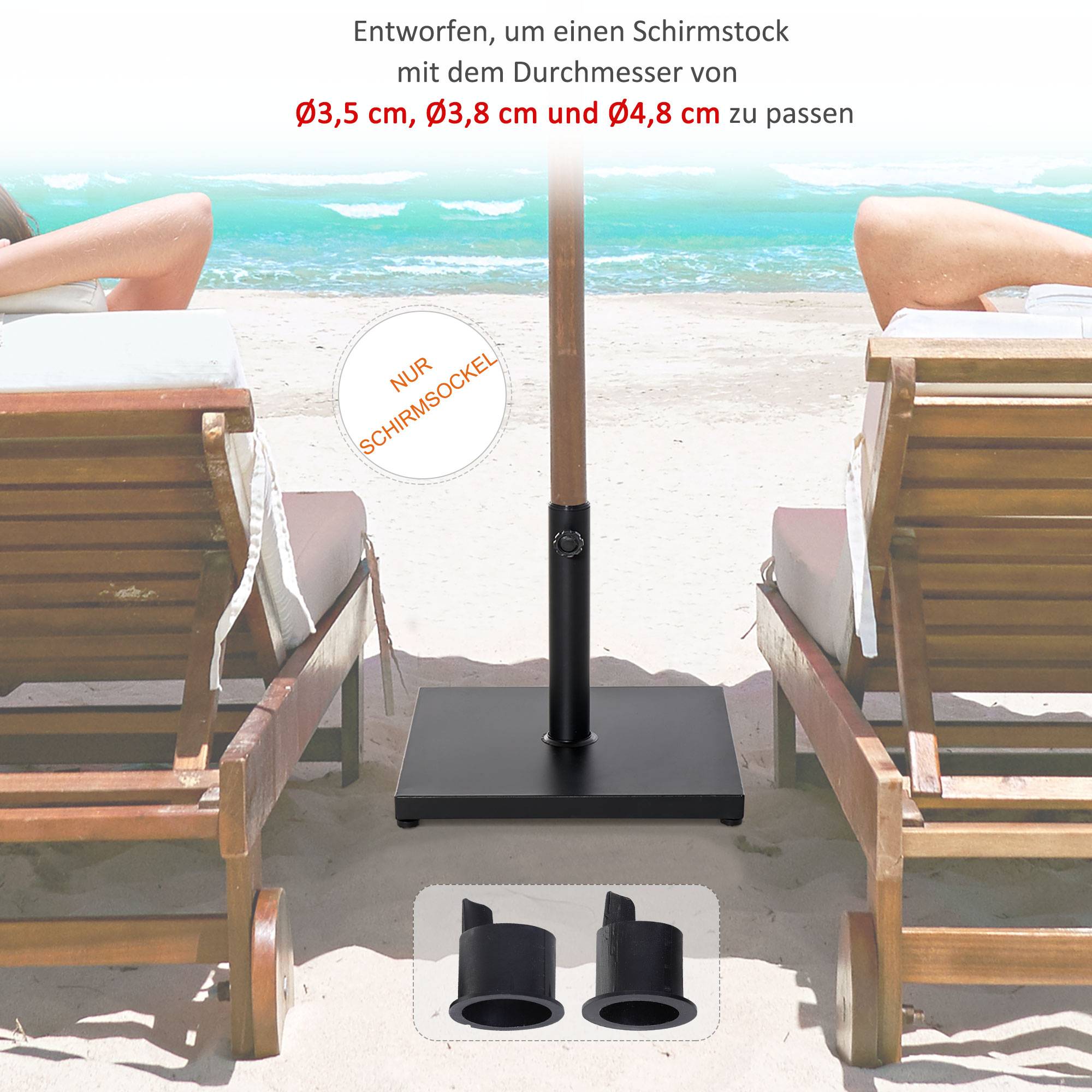 Pied de parasol béton acier lourd jardin terrasse maintien sécurisé 45cm noir - ComfortXL Outdoor Living - Image 6