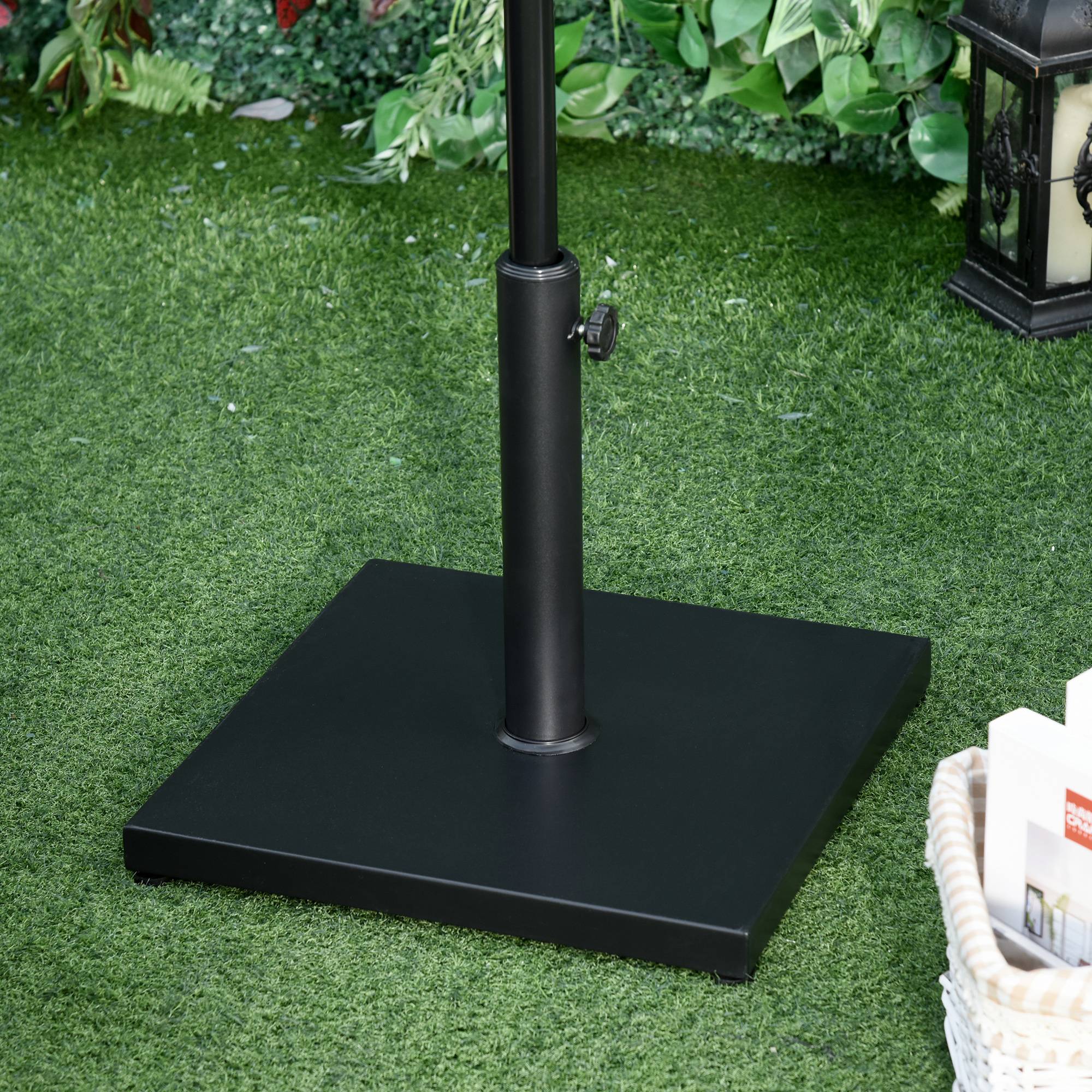 Pied de parasol béton acier lourd jardin terrasse maintien sécurisé 45cm noir - ComfortXL Outdoor Living - Image 4